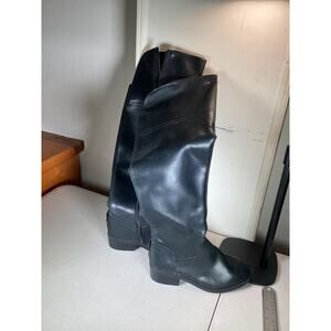 Toe Tos Women's Black Leather Over The Knee Side Zip Boots Size 6
